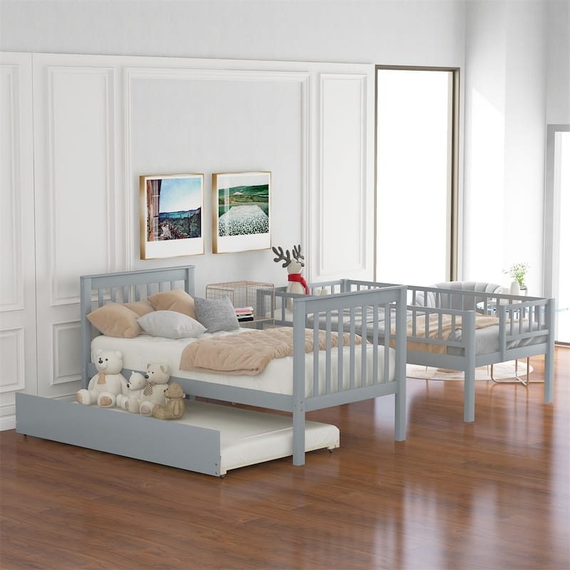 Merax Twin over Twin Bunk Bed with Trundle and Storage Shelves