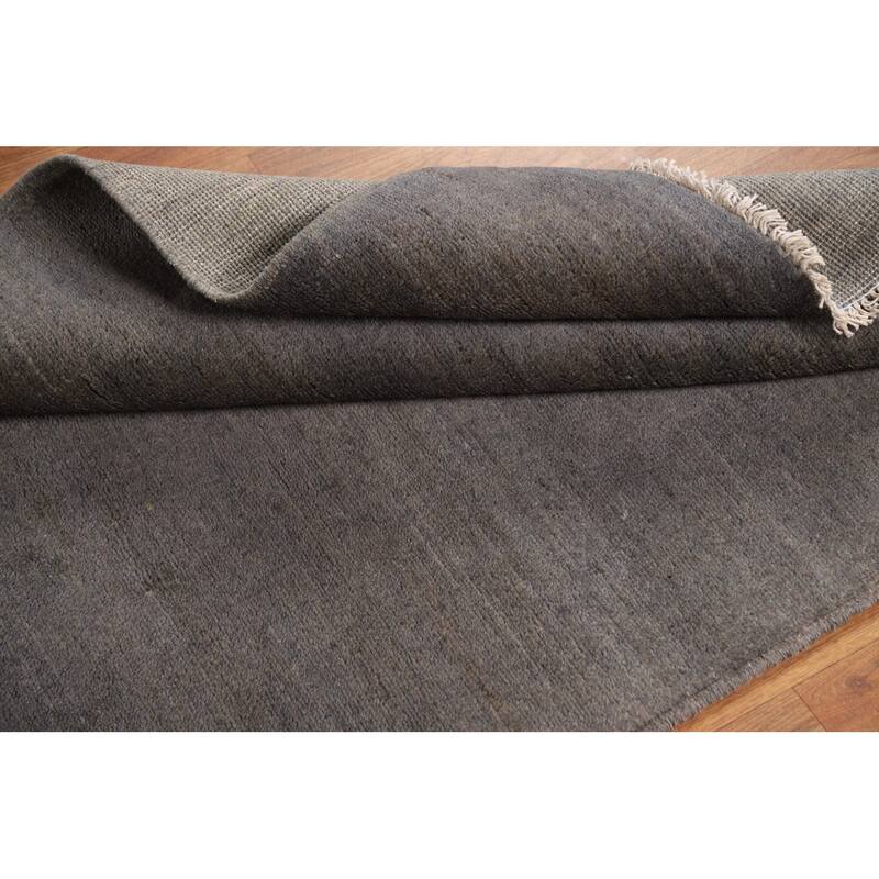 Gray Gabbeh Modern Foyer Rug Hand-Knotted Wool Carpet - 3'5"x 4'11"