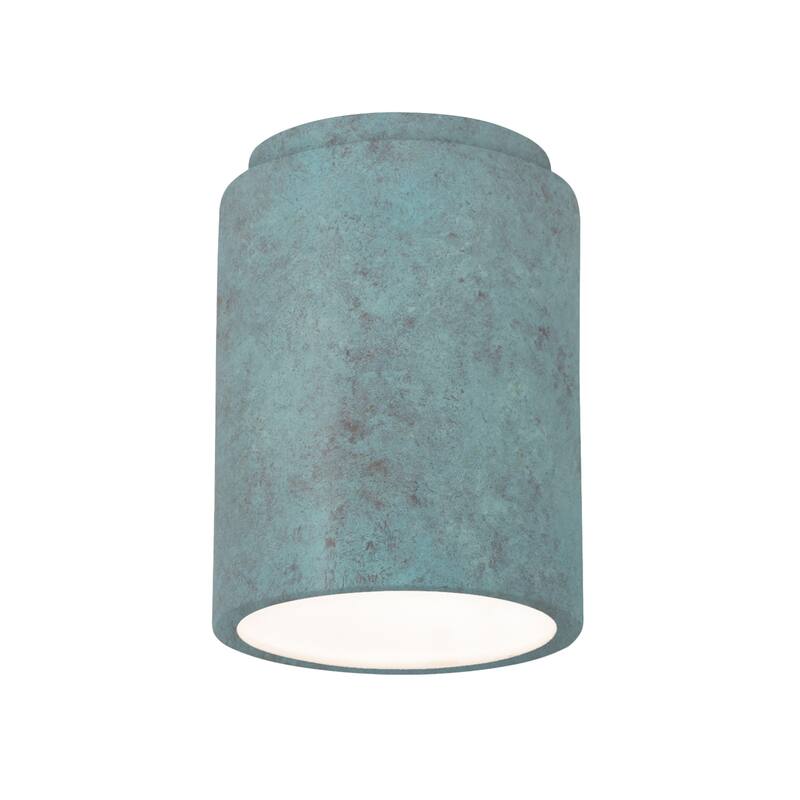Justice Design Radiance - Cylinder Flush-Mount (Outdoor) - Replaceable Bulb - Verde Patina