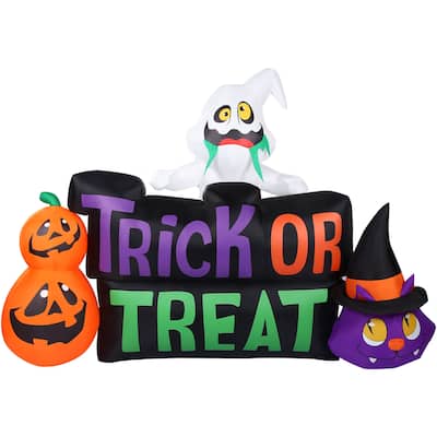 Haunted Hill Farm 8-Ft. Wide Pre-lit Inflatable Trick or Treat Sign