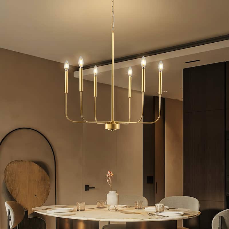 Starsky 6-Light Candle-Style Mid-Century Modern Farmhouse Traditional Classic Candle-Style Chandelier