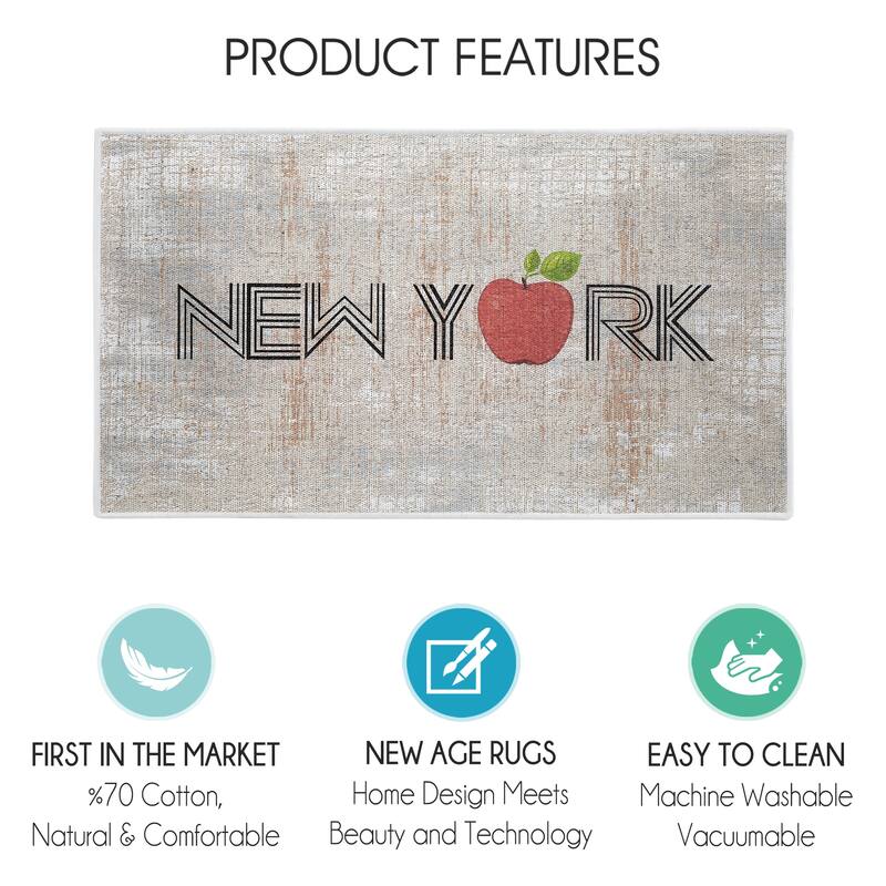SussexHome Non-Skid Ultra-Thin Area Rugs for Laundry Room, Entryway, Bathroom and Kitchen - Washable Multipurpose Floor Mat