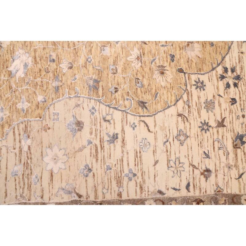 ECARPETGALLERY Hand-knotted Mirzapur Light Brown Viscose, Wool Rug - 9'0 x 11'11