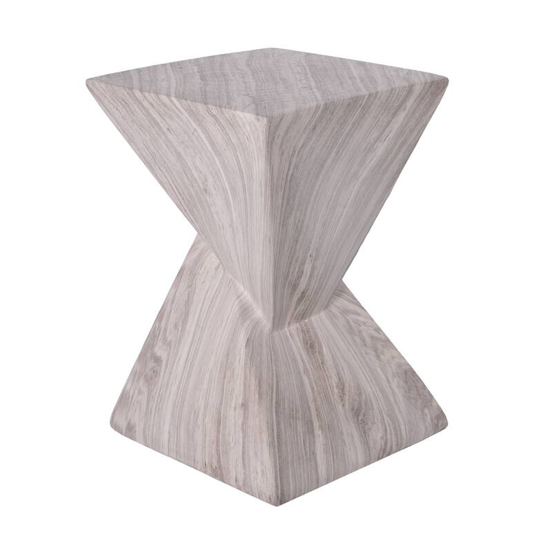 Christopher Knight Home - Modern Indoor/Outdoor 18.5"H Geometric Faux Marble MgO Accent Side Table with Sculptural Fluted Design
