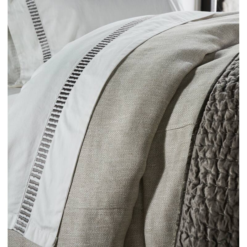 Savona Sheet Set, Embroidered Grey