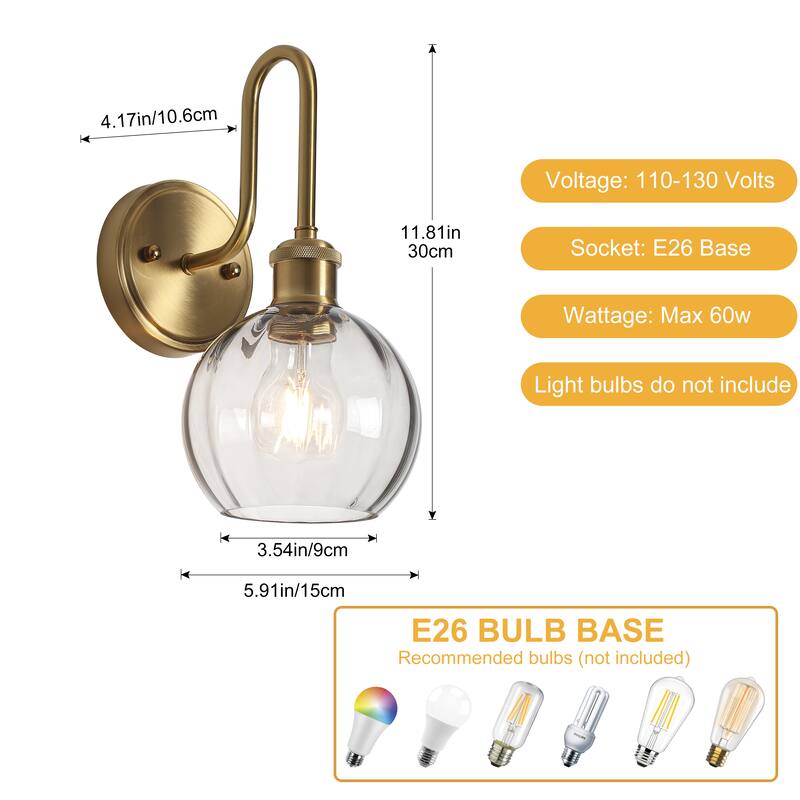 Modern 1-Light Bathroom Vanity Wall Sconce with Textured Glass Shade