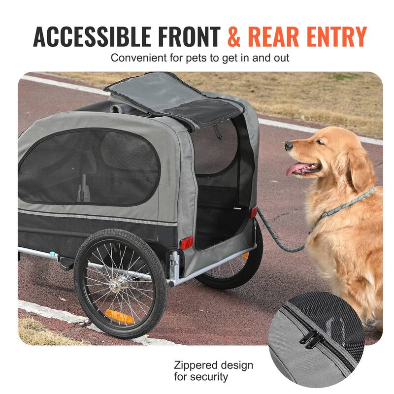 Dog Bike Trailer, Pet Cart Bicycle Carrier, Easy Folding Frame with Quick Release Wheels, Universal Bicycle Coupler
