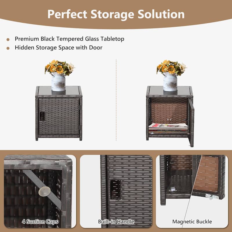 Costway 5PCS Patio Rattan Furniture Set Ottoman Cushioned W/Cover - See Details