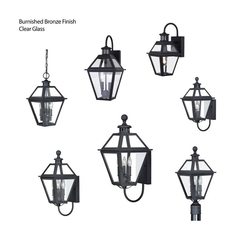 Nottingham 3 Light Black Empire Outdoor Wall Lantern Clear Glass - 9-in W x 20-in H x 10.25-in D