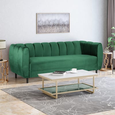 Bobran Modern Velvet 3-seat Sofa by Christopher Knight Home - 30.00" D x 83.25" W x 30.25" H