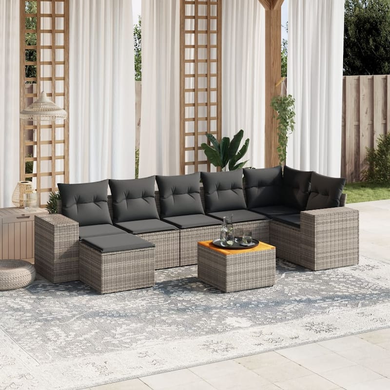 vidaXL Garden Sofa Set Black - Gray and dark gray Large