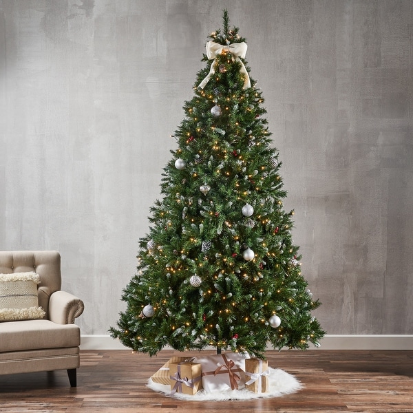 9-foot Mixed Spruce Pre-Lit String Light or Unlit Hinged Artificial Christmas Tree by Christopher Knight Home. Opens flyout.