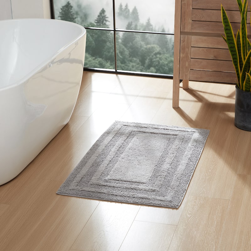 Eddie Bauer Logan Cotton Bath Runner Rug - 40 x 24 - Chrome Grey