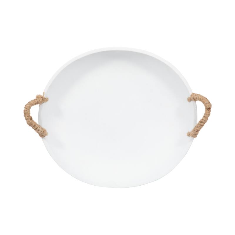Sagebrook Home 12" Round Solid Color Cement Bowl With Woven Handles