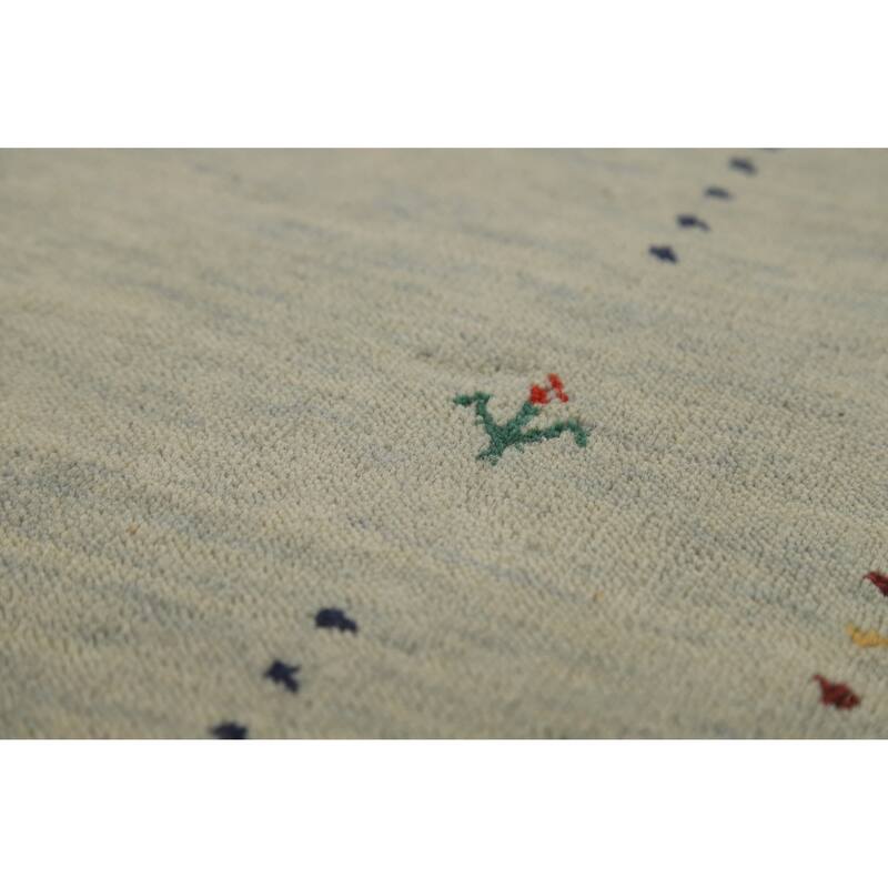 Hand Knotted Oriental 100% Wool Carpet Tribal Animal Pictorial Green Gabbeh Area Rug - 4' 11'' X 2' 10''