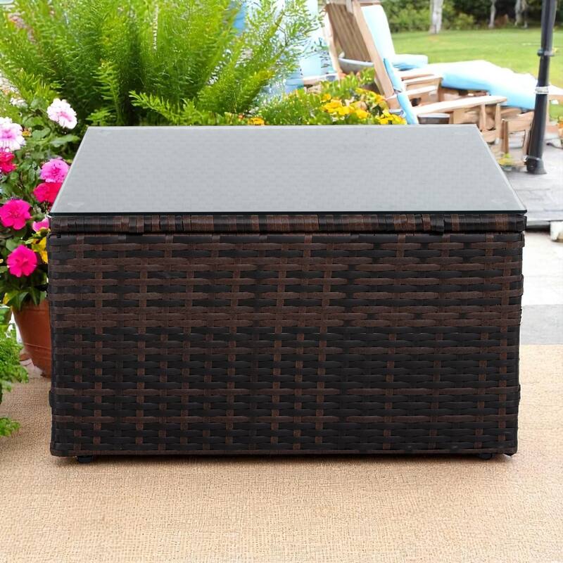 5-Piece Patio Furniture Set with PE Wicker Furniture set, Tempered Glass Table, Cushions with Zipper,Outdoor Furniture set