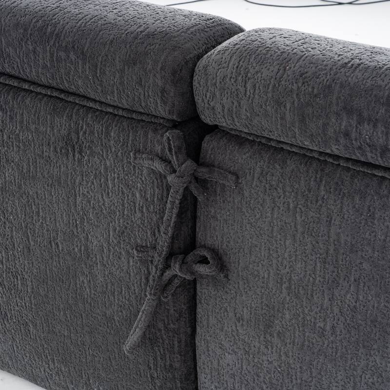 103.2" Fabric 4-Seater Sofa, Raised Back, 2 Pillows and Deep Seat Design