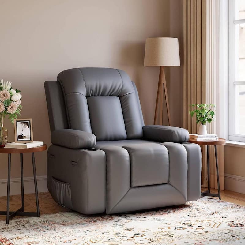 Oversized Power Lift Recliner Sofa Chair with Heat & Massage for Living Room, Bedroom - Grey