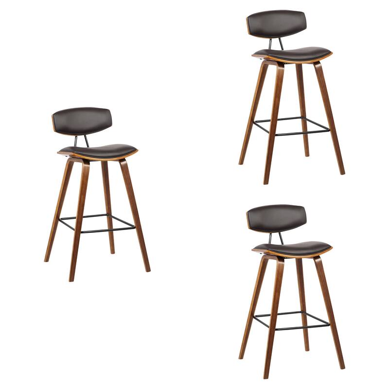 Fox Mid-Century Bar Stool, Upholstered Counter Height Chair with Bentwood Legs