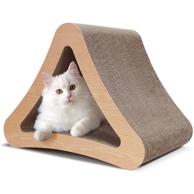 Triangle Cat Scratching Post Scratcher Cardboard Cat Board Pads - Brown