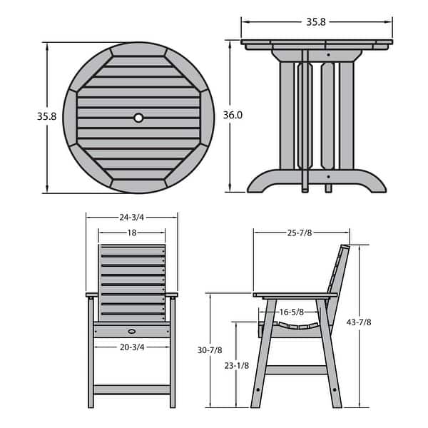 HIGHWOOD PROFESSIONAL Three-Piece Outdoor Dining Set