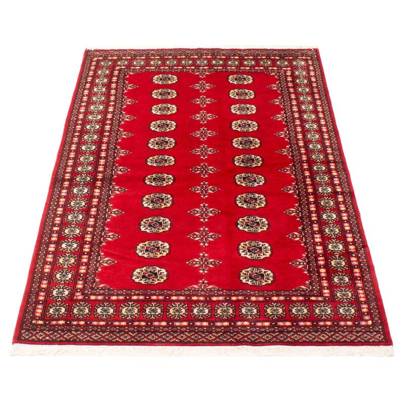 ECARPETGALLERY Hand-knotted Peshawar Bokhara Red Wool Rug - 4'6 x 7'1