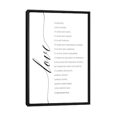 iCanvas "Love Is Patient, Love Is Kind, 1 Corinthians 13-4-8" by Eden Printables Framed Canvas Print