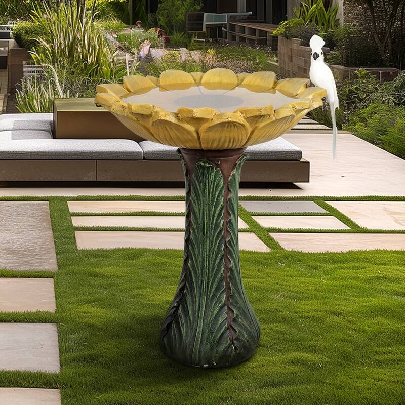 SunJet 24.4" Tall Outdoor Concrete Sunflower Bird Bath - 24.4'' H X 20'' W X 20'' D