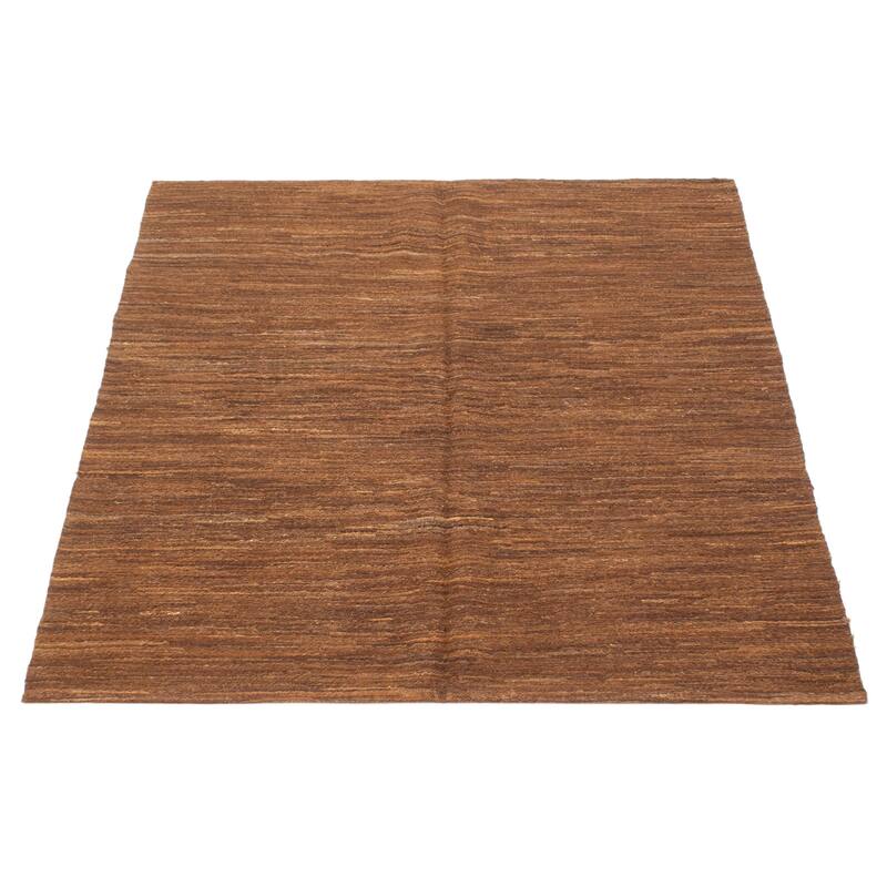 ECARPETGALLERY Flat-Weave Natural Brown Wool Tapestry Kilim - 5'1 x 6'5