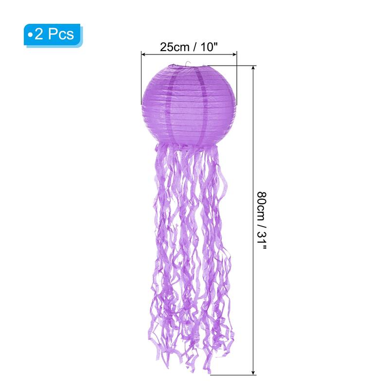2Pcs 31x10in Jellyfish Paper Lantern for Festivals Party Decorations - 31x10inch - Purple