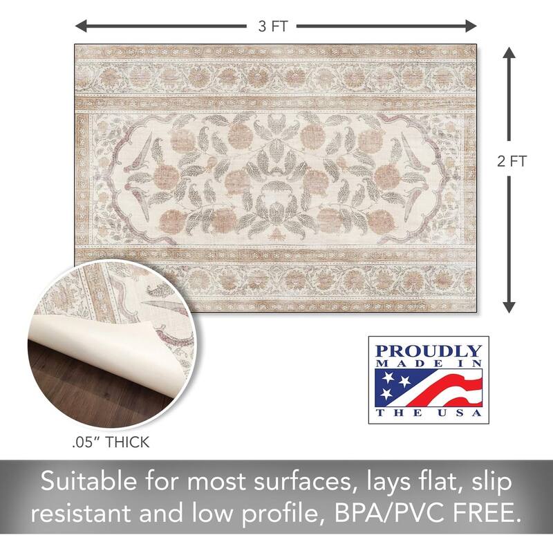 Neutral Textile Deco-Floormat, Decorative Mat, Waterproof, Low Profile, Eco-Friendly Non Slip, Made in The USA (3' x 2')