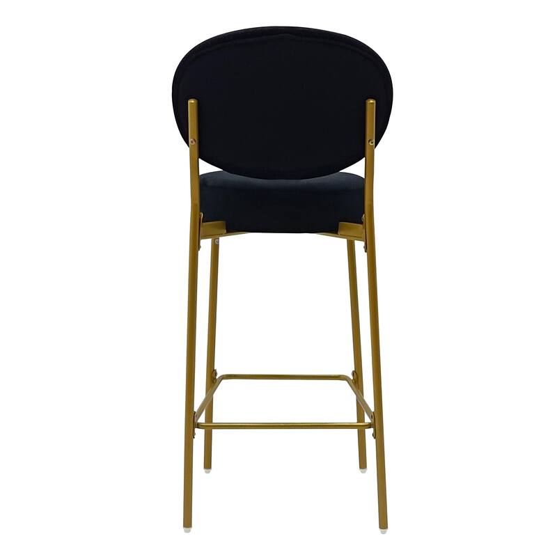 GDFStudio - Lunara Modern Velvet Upholstered Bar Height Bar Stool with Gold Metal Legs, Backrest & Footrest, Set of 2 - 41.34"H