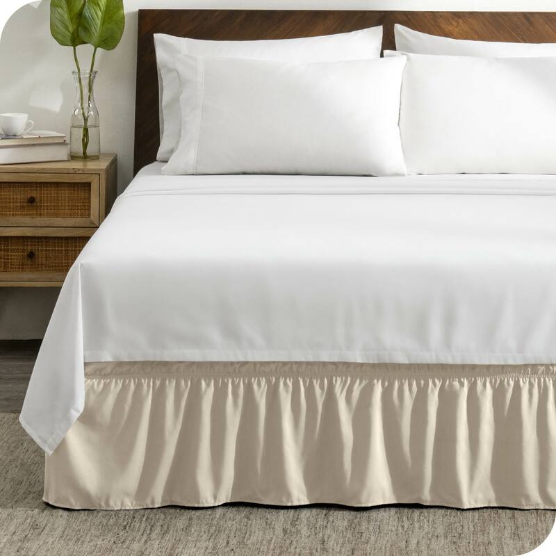 Bare Home Adjustable Wrap Around Bed Skirt - Twin - Sand