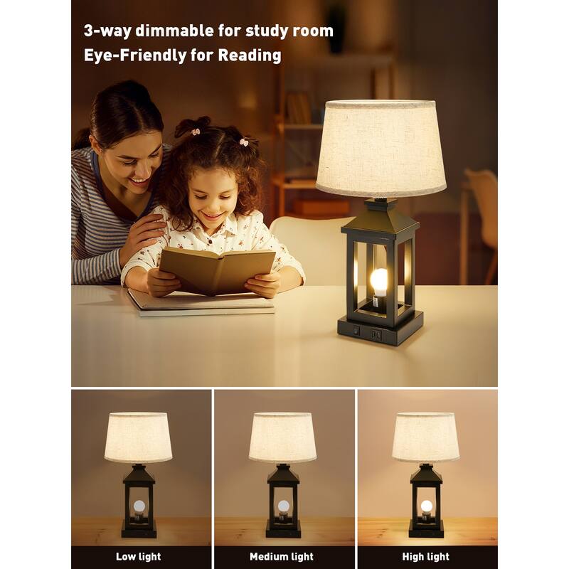20.5in Table Lamp for Living Room, 3-Way Dimmable Touch Control Modern Nightstand Lamp with 2 Light (Bulbs Included)