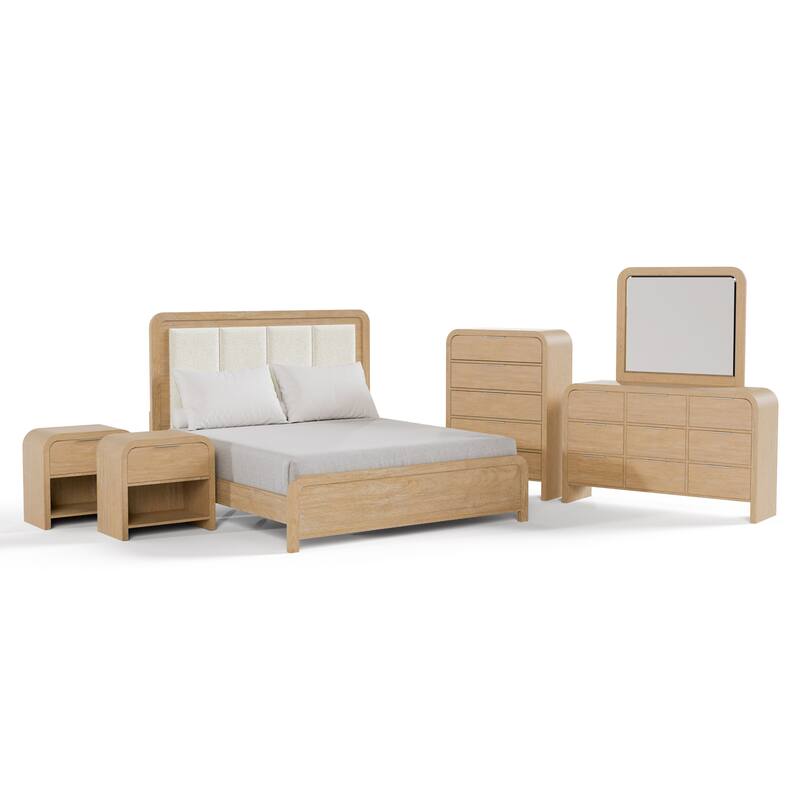 Furniture of America Elowyn 6-Piece Natural Wood Panel Bedroom Set
