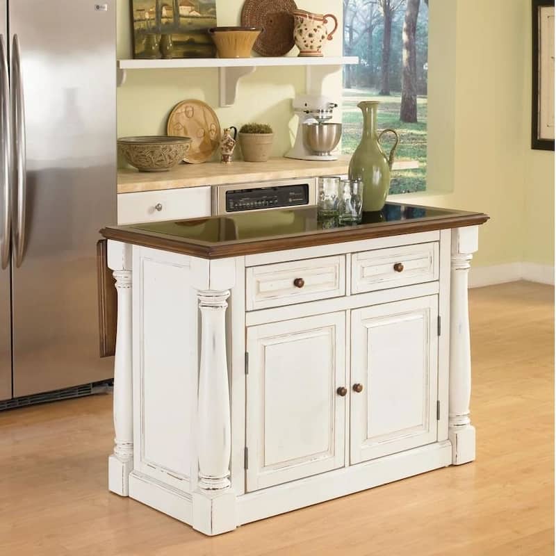 Monarch Antiqued White Kitchen Island by Home Styles - Stationary - Granite