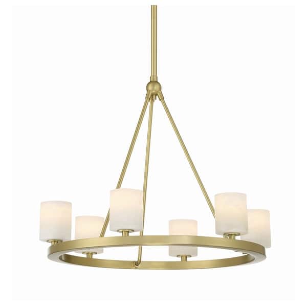 slide 2 of 7, Crystorama Lighting Group ARA-10264-ST Aragon 6 Light 23" Wide LED Soft Brass