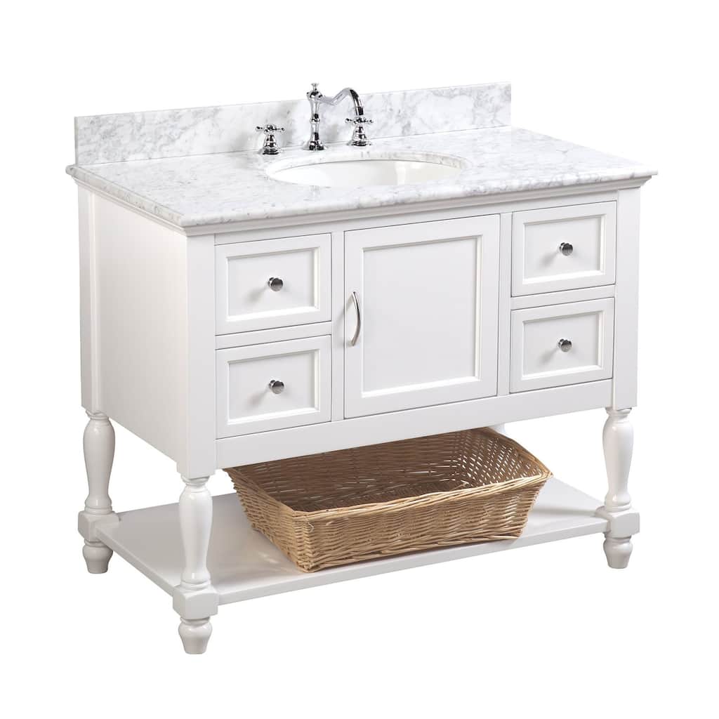 KitchenBathCollection Beverly 42" BathroomVanity w/ Carrara Marble Top