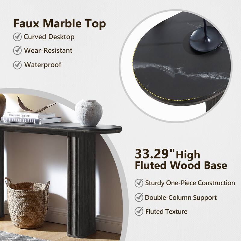 63" Modern Console Table, Entryway Table, Sofa Table with Fluted Bases