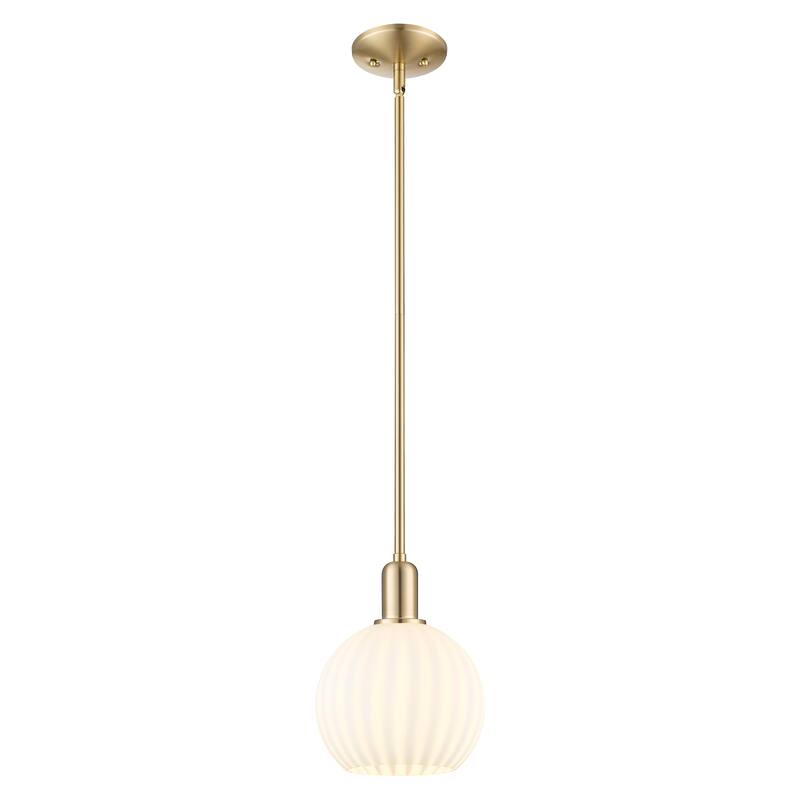 Innovations Lighting Endless Possibilities Arcadia - White Venetian - 1 Light 8" Stem Hung Mini Pendant - Champagne Bronze