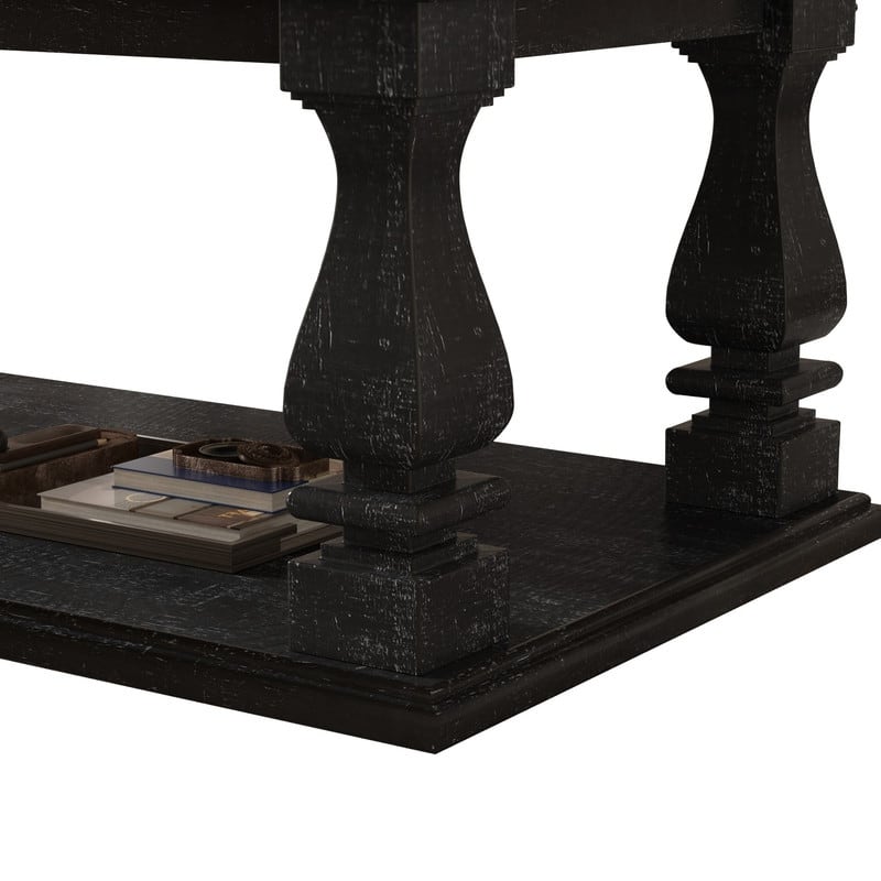 Farmhouse 47.24" Coffee Table with Heavy Planked Top and Storage for Rustic Living Room Style