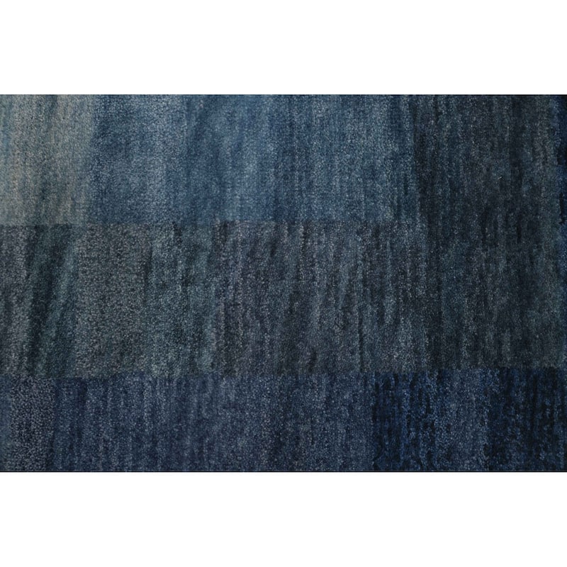 ECARPETGALLERY Hand-knotted Pak Finest Gabbeh Dark Blue Wool Rug - 7'10 x 7'9