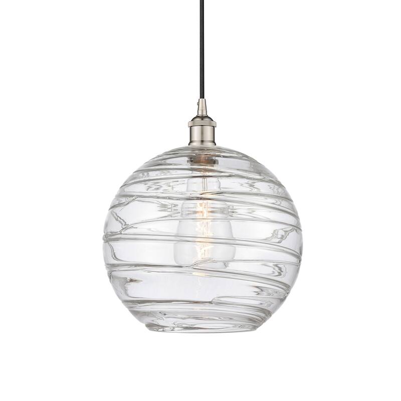 Innovations Lighting 616-1P-15-12 Athens Pendant Athens 12" Wide - Polished Nickel / Clear Deco Swirl