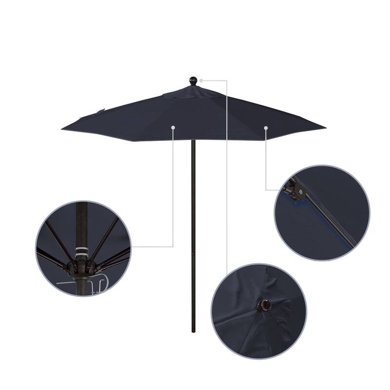 California Umbrella 7.5' Venture Series Patio Umbrella, Bronze Aluminum Pole Fiberglass Ribs Push Lift, Sunbrella Cilantro