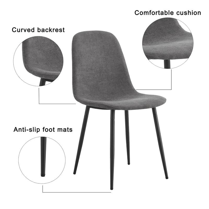 Wood Dining Table and Chair Set Modern 5-Piece Rectangular Dining Table Set with 4 Linen Chairs, Kitchen Dining Set for 4