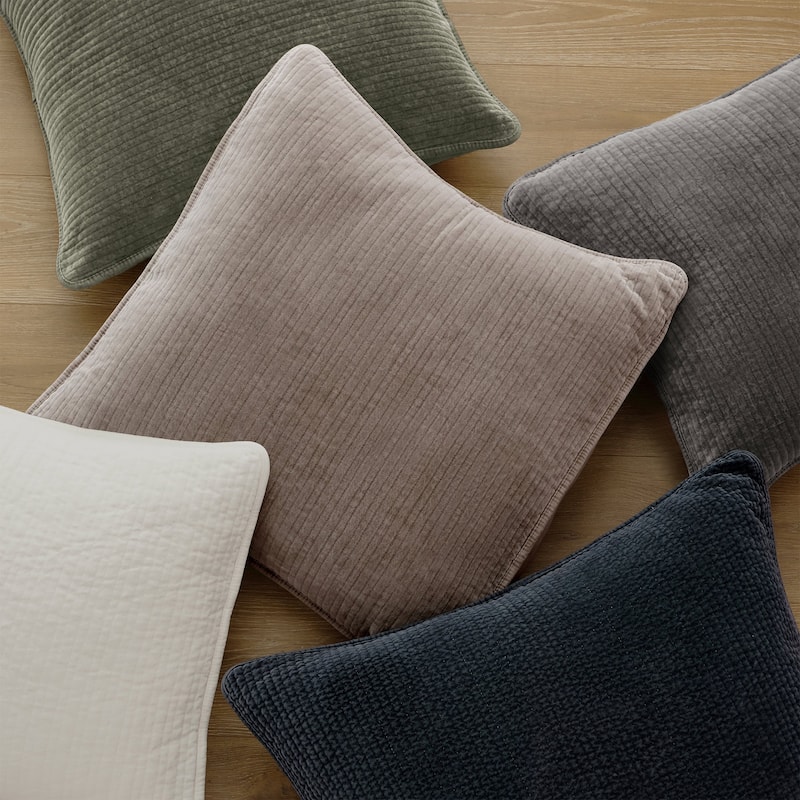 HiEnd Accents Stonewashed Cotton Velvet Quilted Euro Sham, 27" x 27", 1PC