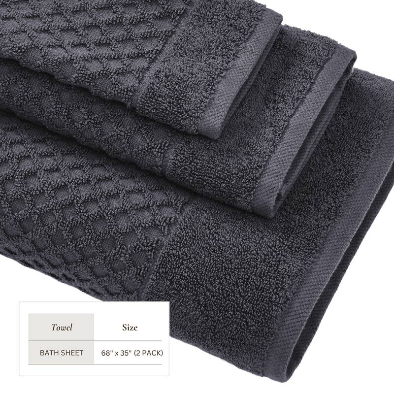 Linery & Co. Cotton Diamond Waffle Texture Bath Towels