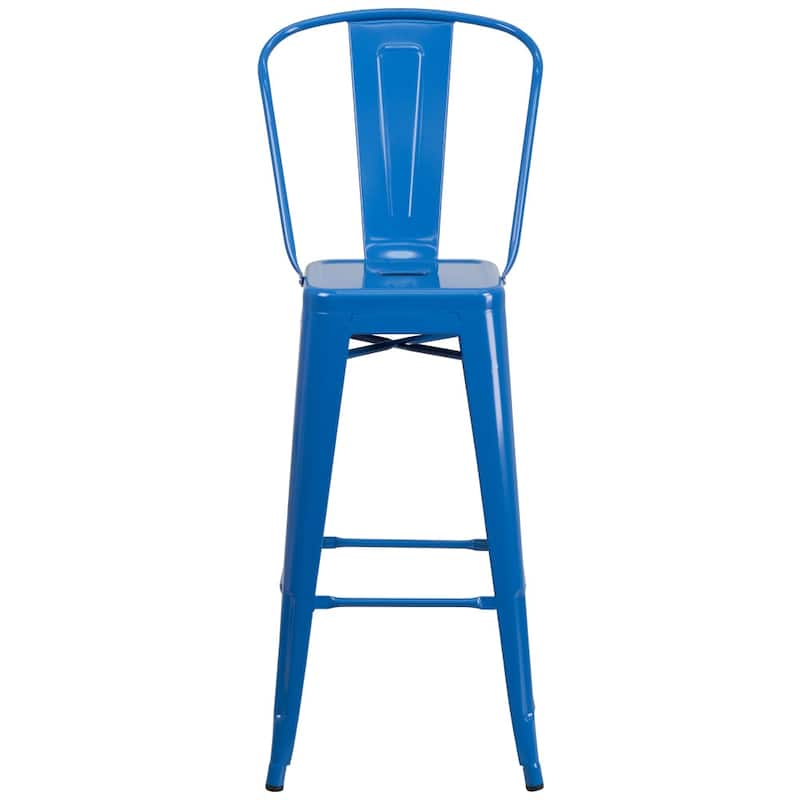 30'' High Metal Indoor-Outdoor Barstool with Back