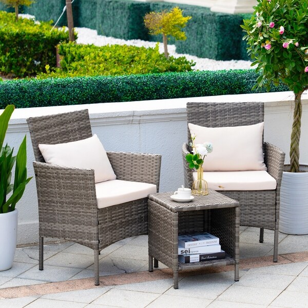 3 Piece Patio Conversation Bistro Set Outdoor Chat Furniture