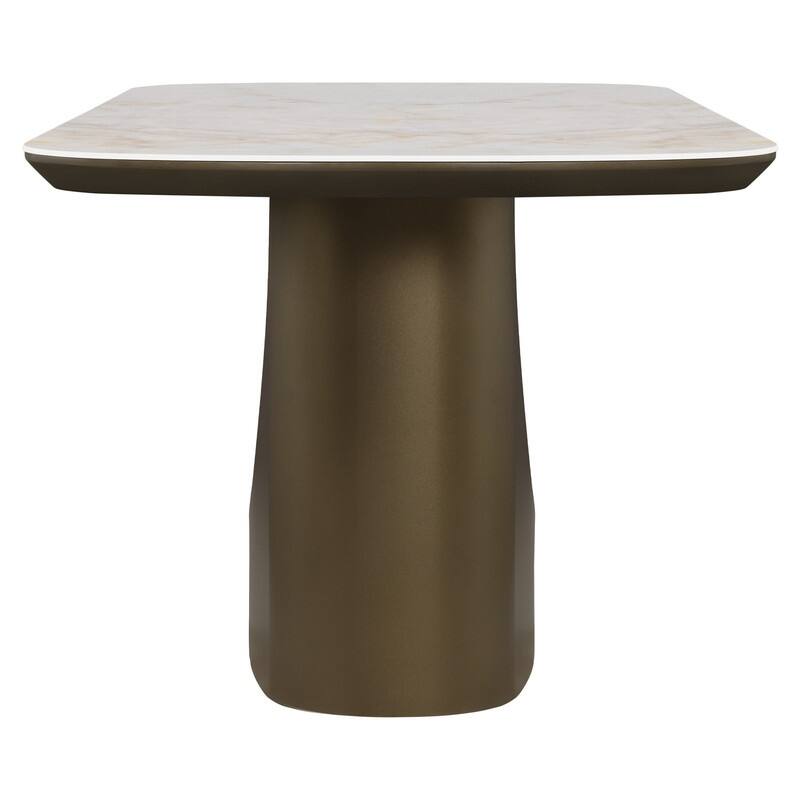 Spruce & Spring Modern Ceramic Top Dining Table with Sculptural Metal Base